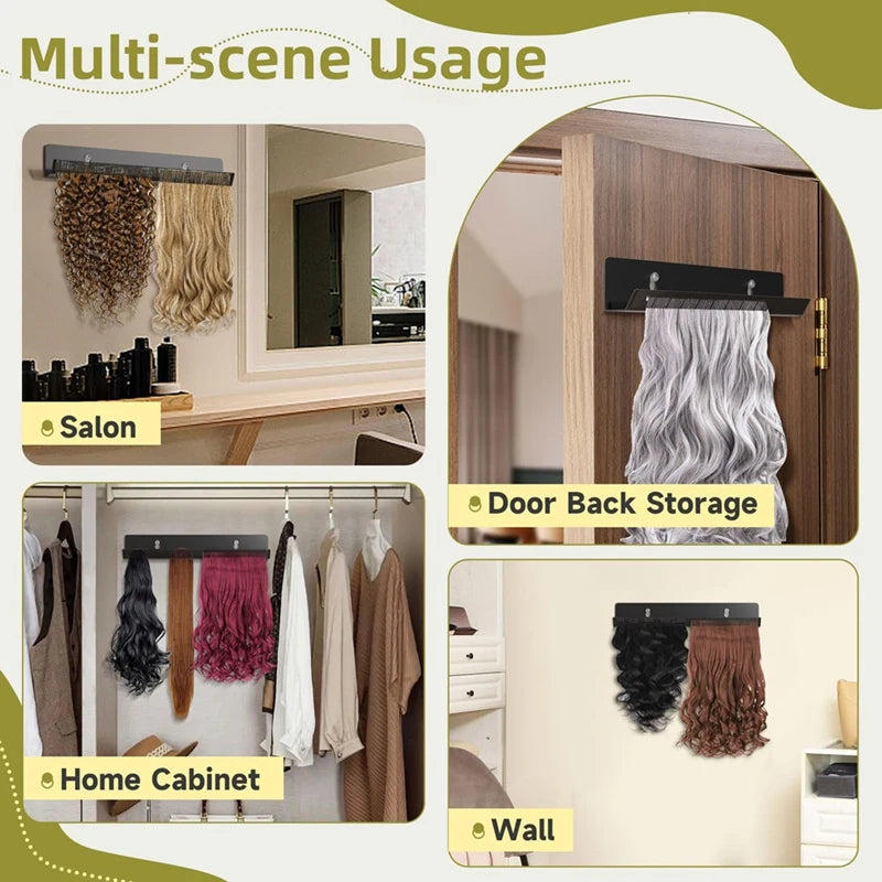 A01F-Hair Extension Hanger,Black Hair Extension Holder For Styling, Washing, Drying, Braiding, Hair Extension Display Rack